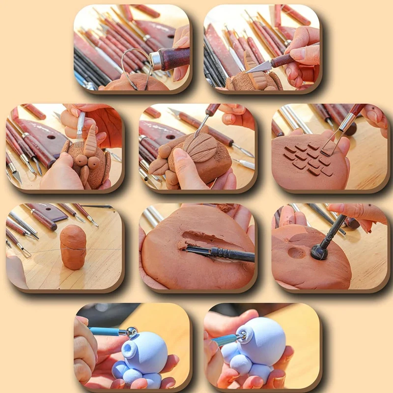 Clay Sculpting Tools, Basic Clay Pottery Carving Tool Kit With Wooden  Handles And Tool Bag For Carving, Molding Durable - AliExpress