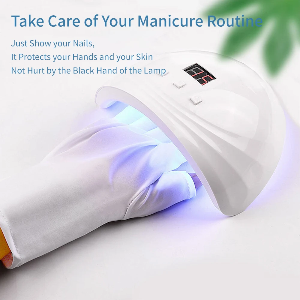 Guanti per nail art Protezione UV Accessori per manicure per unghie Strumenti Forniture Guanti per unghie bianchi neri per protezione luci lampada UV - immagine 2