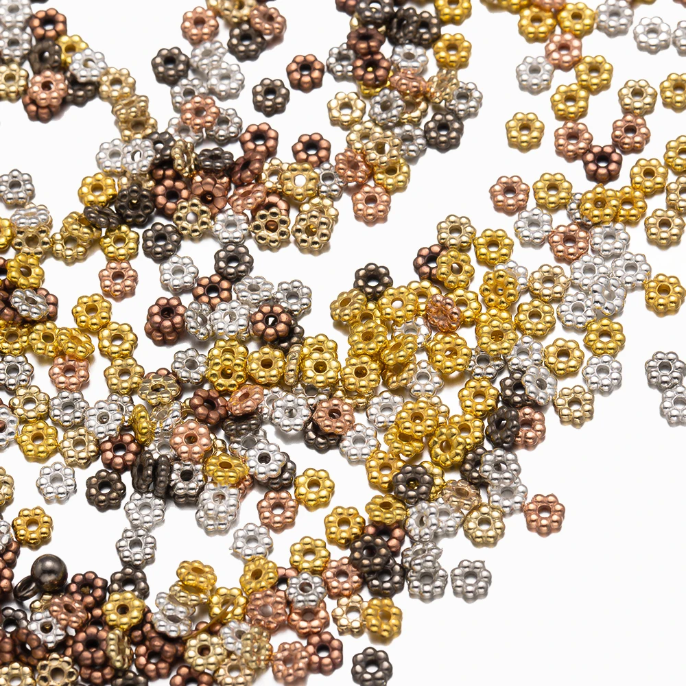 500pcs 4mm Kunststoff Schneeflocke lose Abstand halter Perlen für DIY Schmuck herstellung liefert Halskette Armband Armband hand gefertigte Accessoires – Detail 5