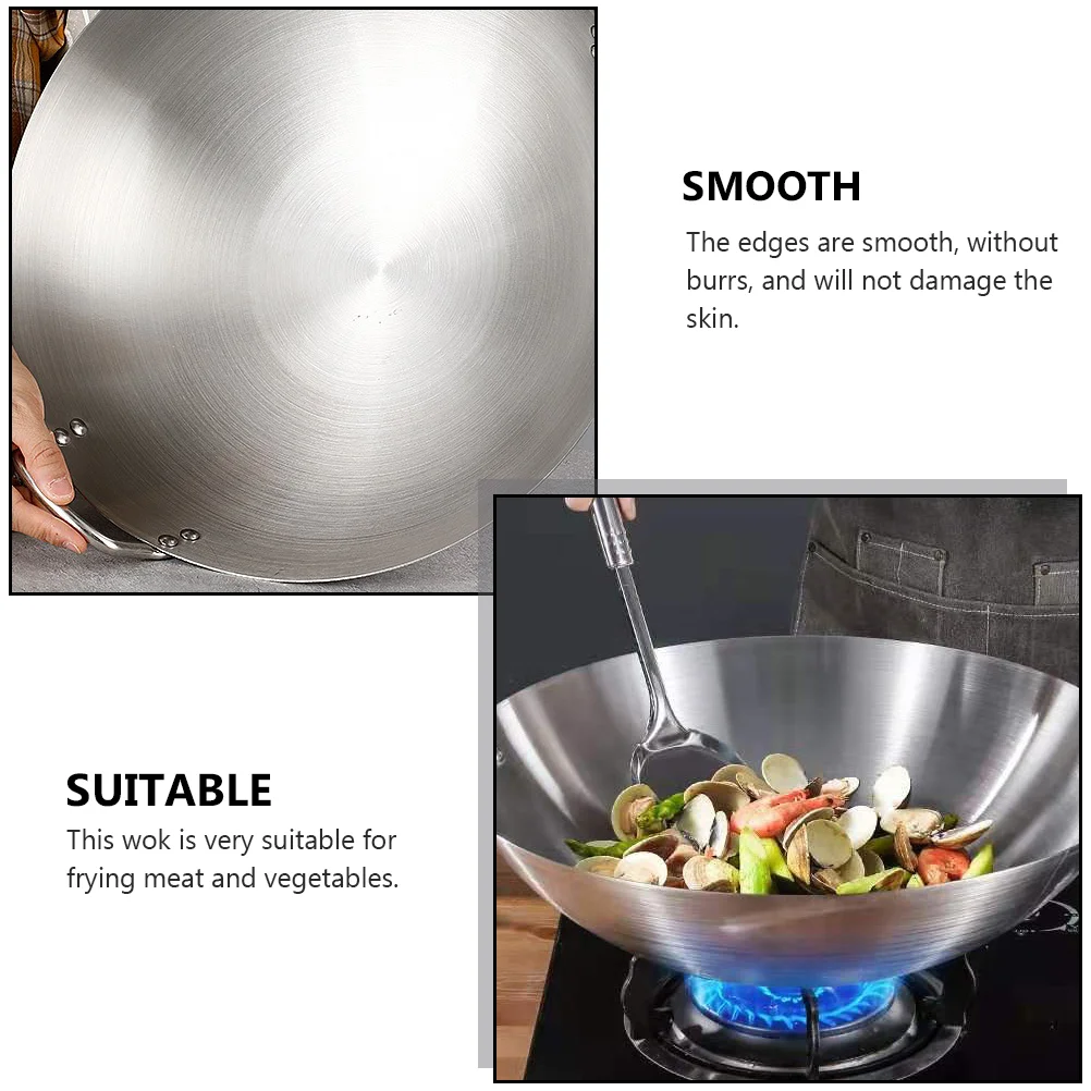 Stainless Steel 32Cm Wok Stir Fry Pan Chinese Wok Pan Binaural Skillet Deep Frying Shabu Hot Pot Dual Handle frying pan cast iron wok iron wok