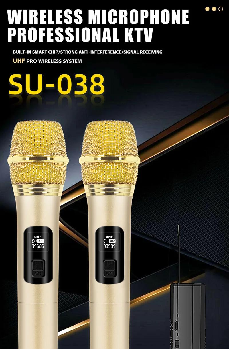 2.4G Wireless Microphone UHF Fixed Frequency 2 Channels Handheld Mic Micphone For Party Karaoke Professional Church Show Meeting