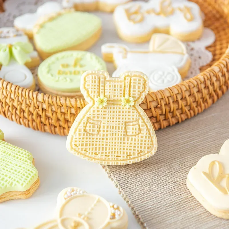 Acrylic Baby Birthday Cookie Press Stamp Baby Shower Embossed Mold Fondant Pastry Sugar Craft Fondant Cookie Cutter Baking Mould