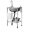 Balcony Wash Sink Kitchen Thickened Simple Stainless Steel Vegetable Washing Basin Sink With Bracket Single Sink Double Slot 4
