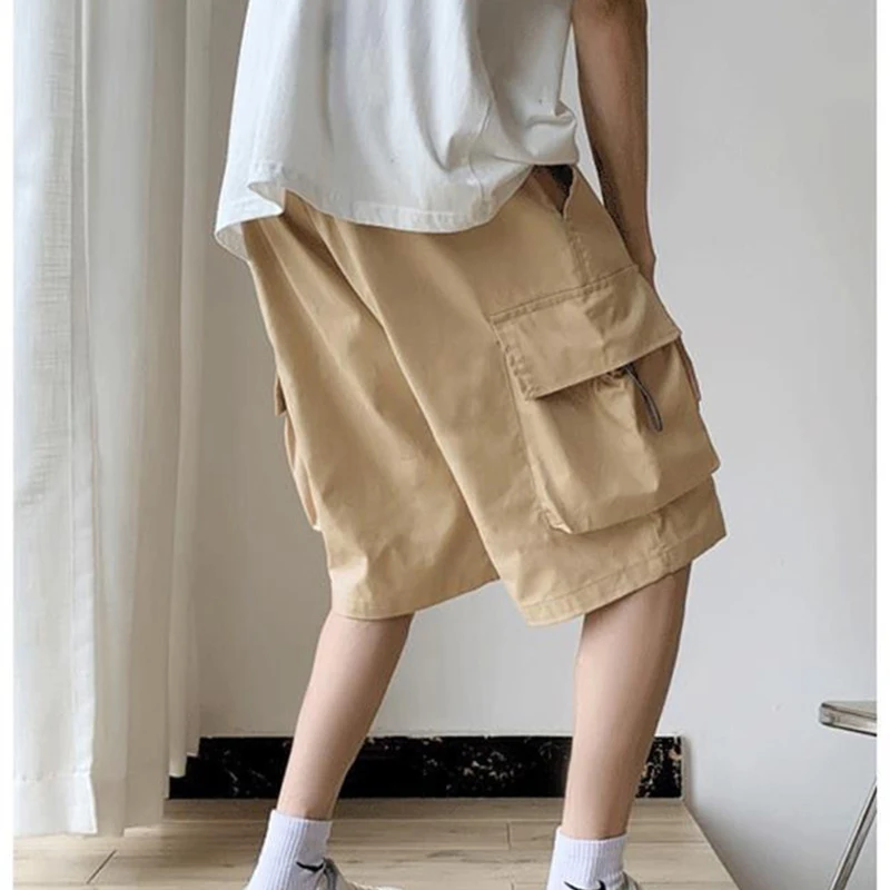 Korean Fashion Multi Pockets Cargo Shorts Pants Man Casual Bermuda for Men Summer Straight Loose Work Shorts Men Free Shipping