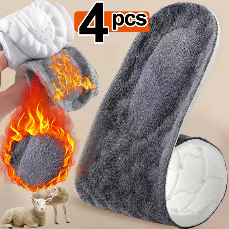2/4pcs Self Heated Thermal Insoles For Feet Winter Warm Wool Thermal Memory Foam For Men Women Sports shoe insoles,heated shoe insoles