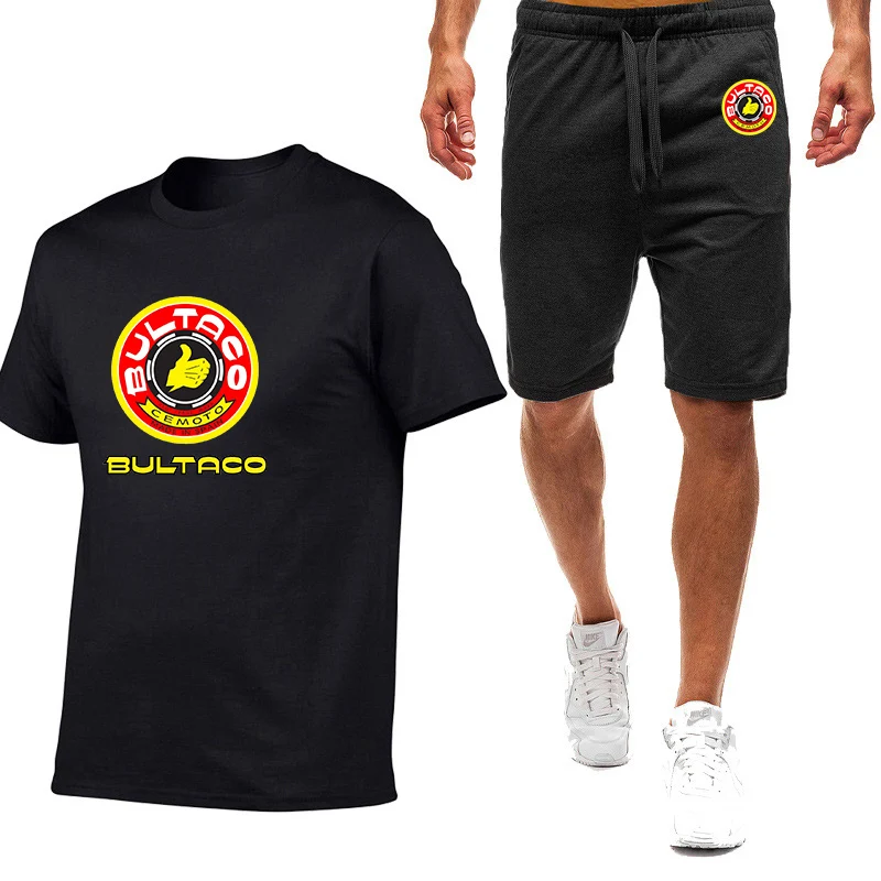 

Bultaco Cemoto Motorcycles New Summer Clothes Tracksuit Men's T Shirt Short Sleeve Shorts Sportswear Jogging Quality 2 Piece Set