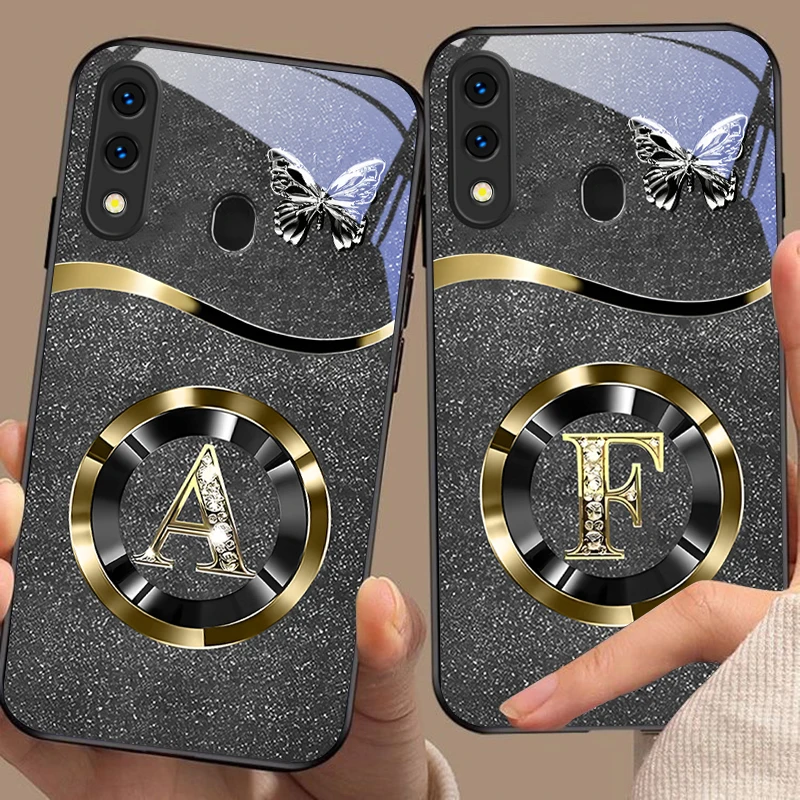 Gold Letter A Badge Glass Phone Case