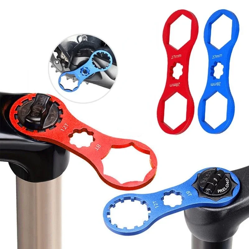 Description Picture 2 of itemAluminum Bicycle Front Fork Repair Tool MTB Bike XCR XCT XCM RST 8/12T 27/28mm Front Fork Cap Wrench Disassembly Tools