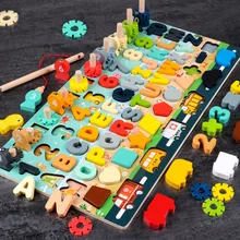 

Hot 8 In 1 Fishing Wooden Jigsaw Puzzle Multifunctional Macaron Traffic Number Shape Logarithmic Board Educational Math Game Toy