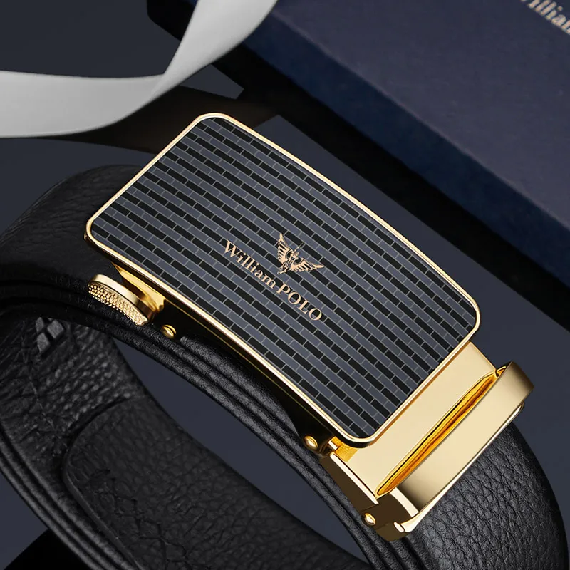 Fashionable men's leather belt with automatic buckle belt, personalized business belt