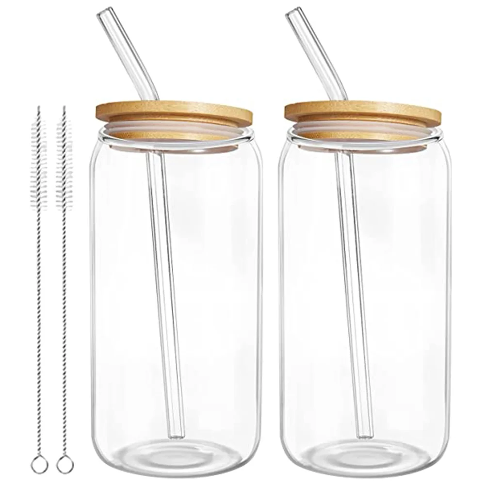 

2 Sets Clear Glass Water Cup Lemon Water Cup Milk Tea Cup for Bar Restaurant