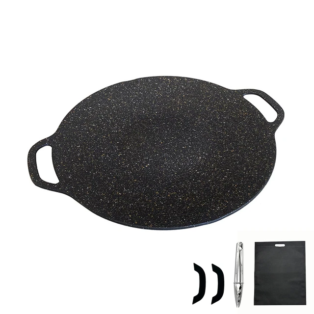 Korean Round Grill Pan Thick Cast Iron Frying Pan Flat Pancake Griddle  Non-stick Maifan Stone