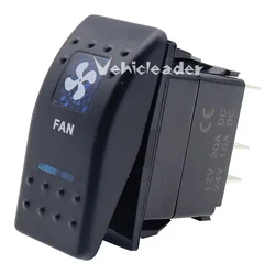 Waterproof Dual Blue LED Rocker Switch for Vehicle and Marine Use (FAN)