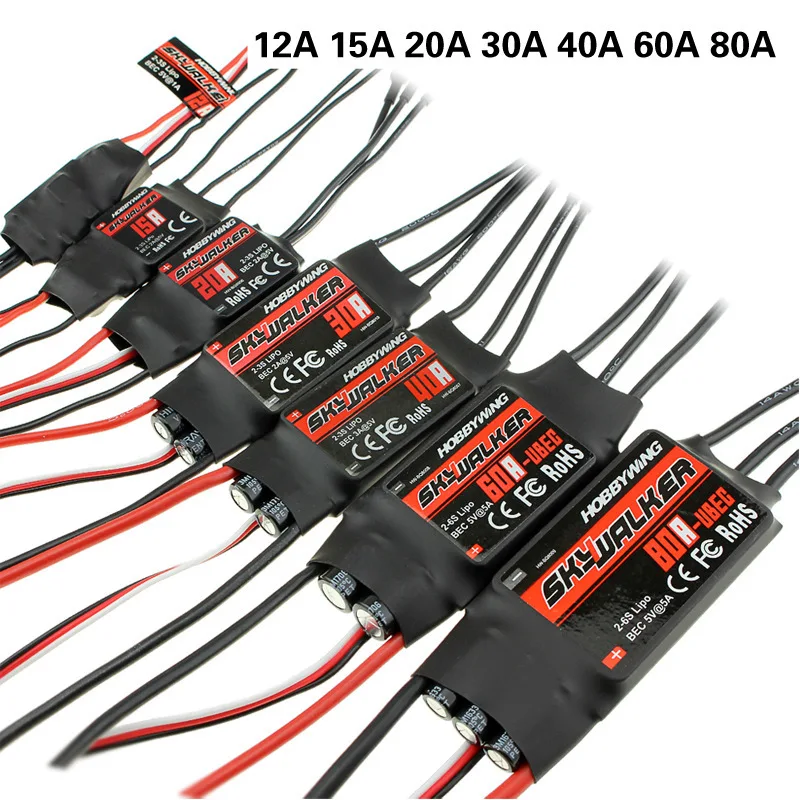 Original Hobbywing Skywalker 12A 20A 30A 40A 50A 60A 80A 100A V2 Speed ESC Controller with UBEC for RC Helicopter Aircraft 2