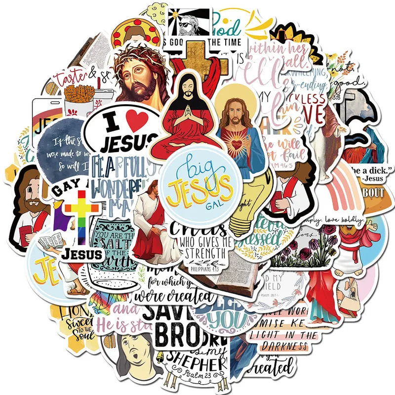 50PCS Cartoon Jesus Christian Prayer Stickers DIY Toys Luggage Motor  Luggage Notebook Blessing Christ Love Faith Decals Sticker - AliExpress