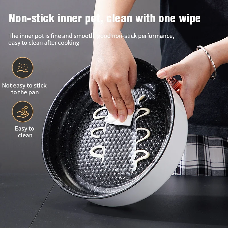 220V MultiCooker Electric Frying Pan Househould Barbecue Fried Steak Fish Omelette Frying Pan Non-stick Electric Machin EU Plug 5