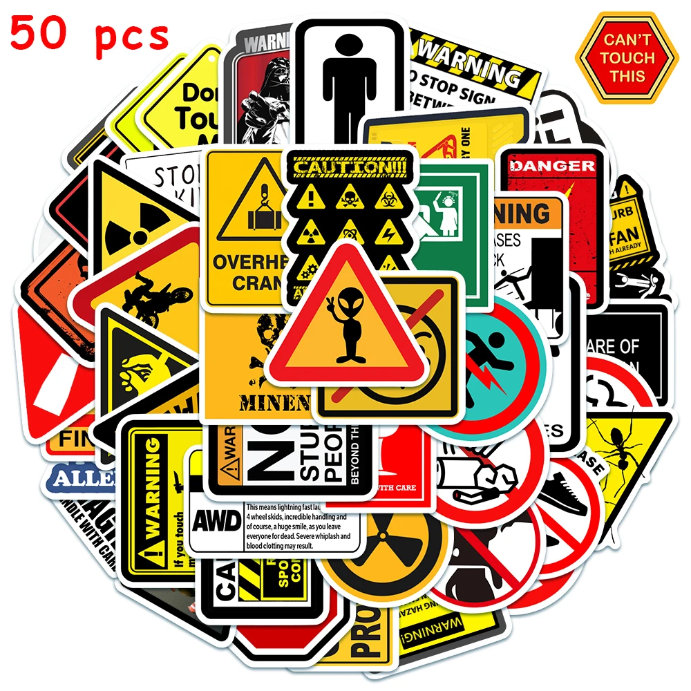 50pcs Prohibition Sign Stickers Funny DIY Decals For Laptop Guitar Luggage Phone Fridge Stationery Graffiti Stickers 12 sheets disabled wheelchair stickers adhesive disabled wheelchair symbol sign stickers decals