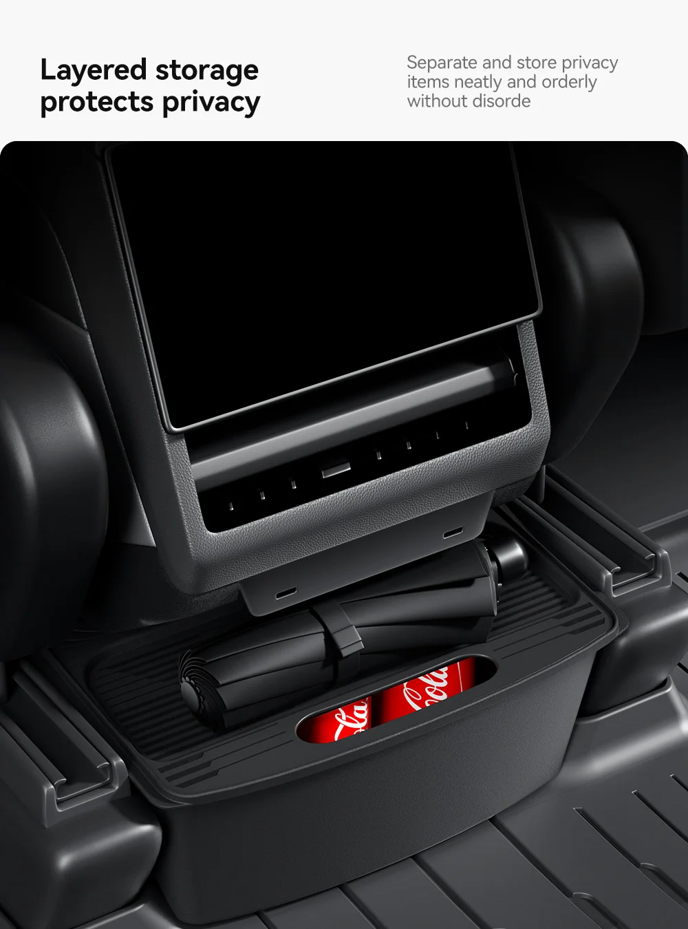 YZ Für Tesla Modell 3 Y Highland Juniper 2025, Rücksitz-Aufbewahrungsbox, Organizer, Mittelkonsolenbehälter, Rücksitz, Mülleimer, Müllsack – Detail 13