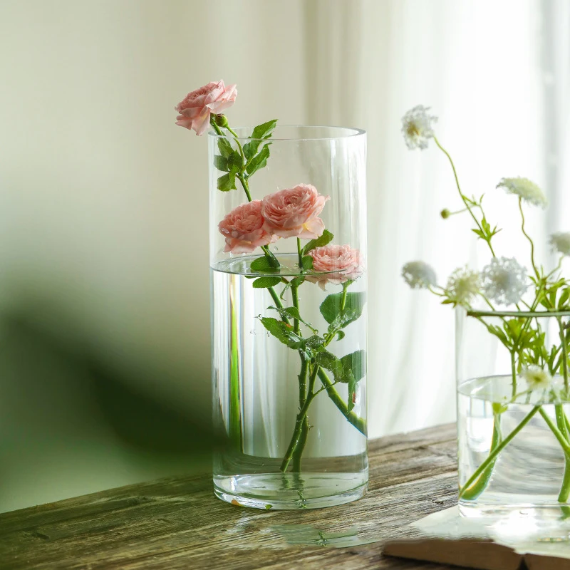 6.5x6/8/10/15/18cm Glass Flower Vase for Wedding Centerpieces Cylinder Vase Floating Candle Holders for Small Tealight Party 4