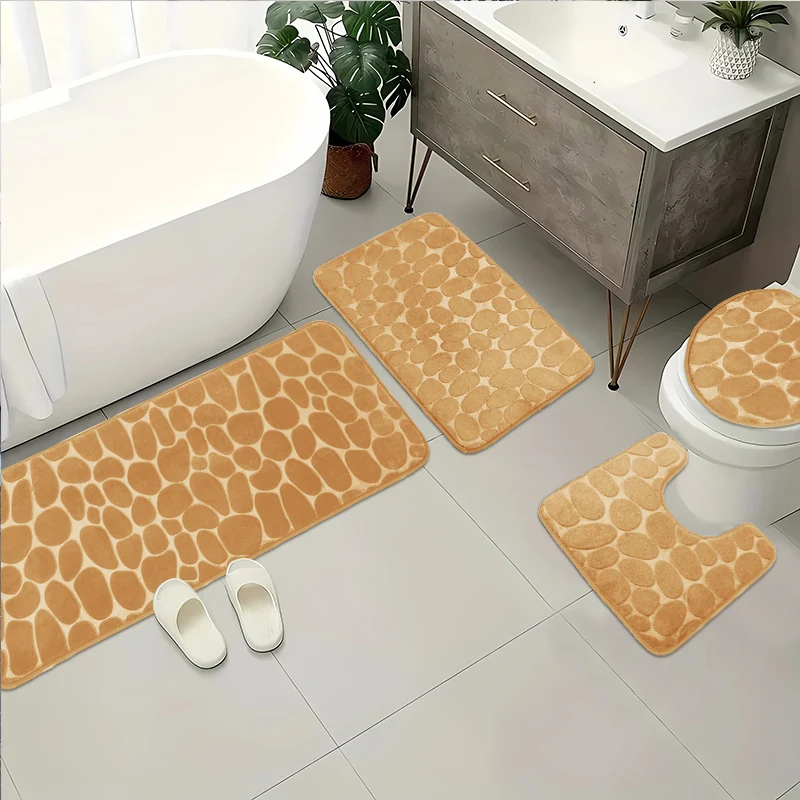 Description Picture 2 of itemCobblestone Bathroom Mat Super Absorbent Bath Carpet Washing Machine Non-slip Quick-drying Floor Rug Toilet Lid Cover Toilet Mat