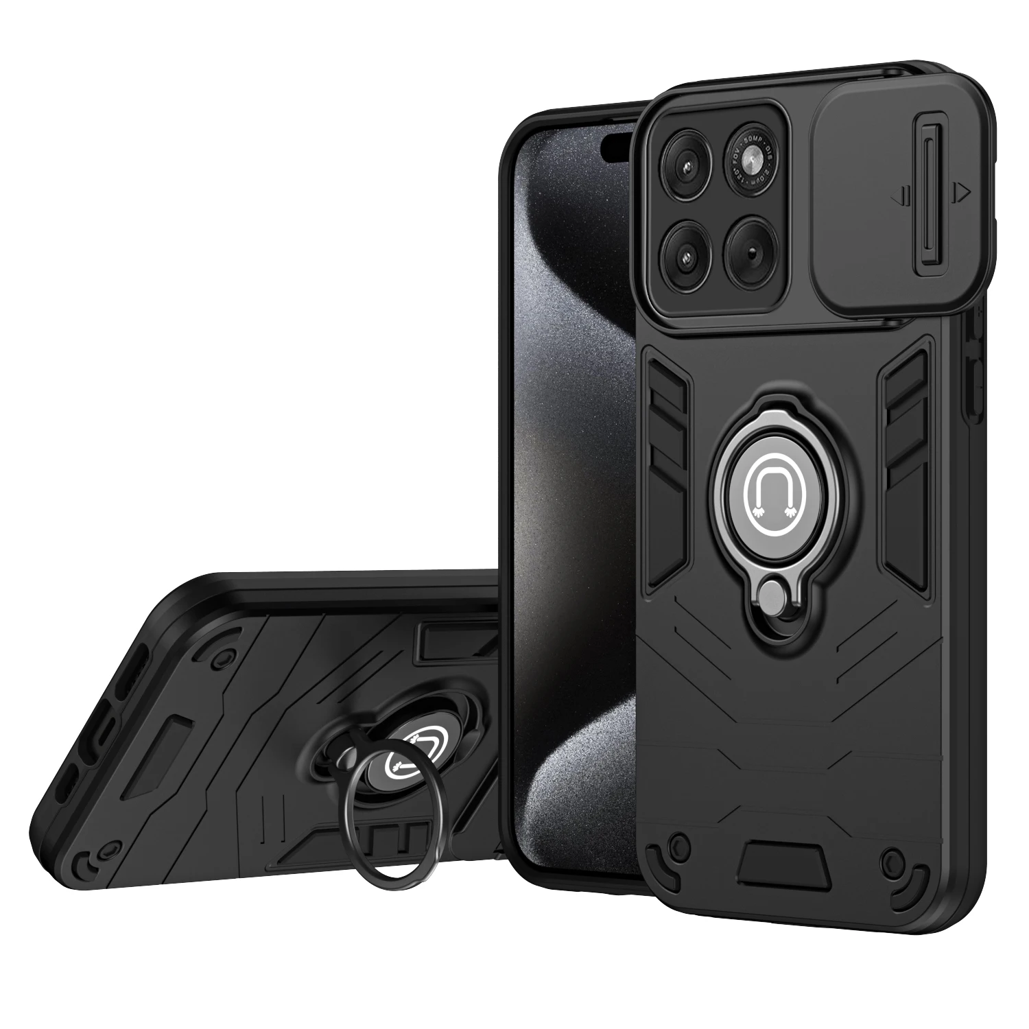 Air Slide Camera Lens Armor Case with Ring Holder and Shockproof Protection