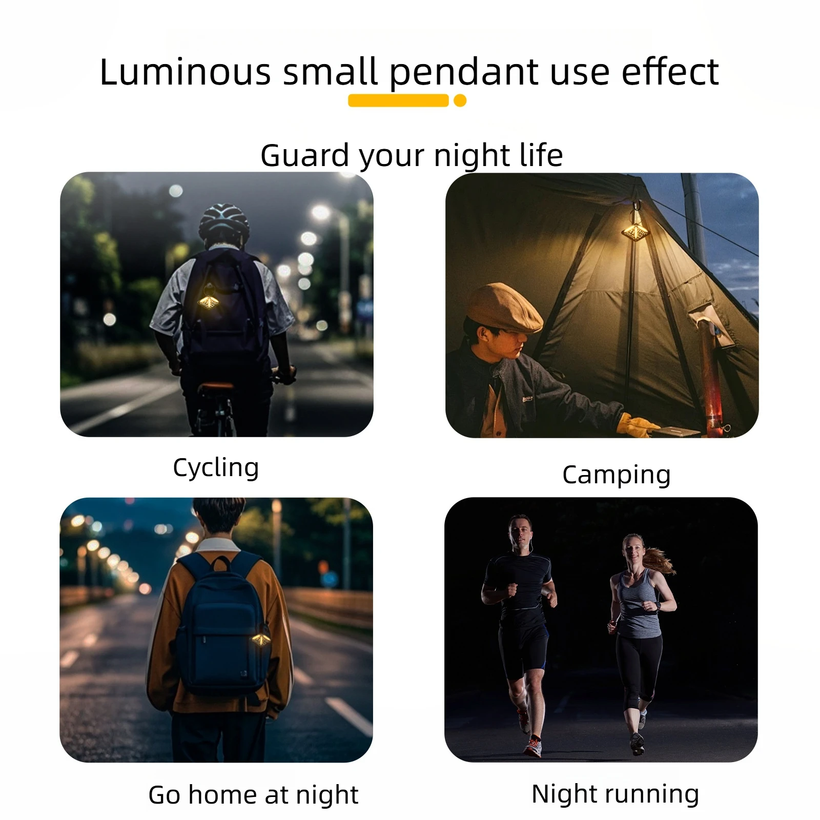 Portable LED Keychain Safety Warning Light Ultra-Lightweight ABS Camping Gear 600mAh Type-C Rechargeable Multi-Mode Lamp (3 Levels & Flash) For Night Cycling Hiking Emergency Use