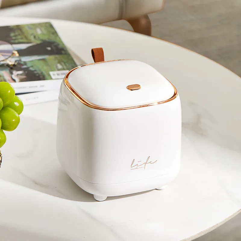 Desktop Trash Can Double-layer Coffee Table Cover Small Storage Bucket