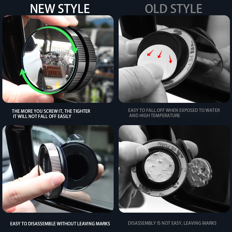 2PC Suction Cup Car Blind Spot Mirror 360 Degree Wide Angle