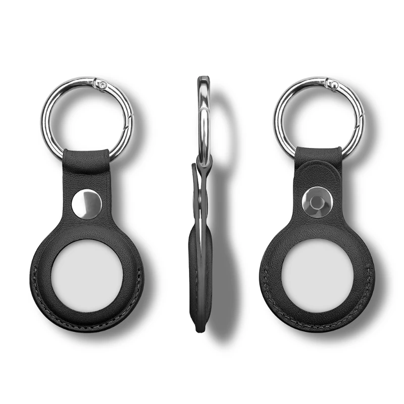 Airtag Case Keychain PU Leather Air Tag Holder Protective Tracker Case Loop Key Ring For Apple AirTags