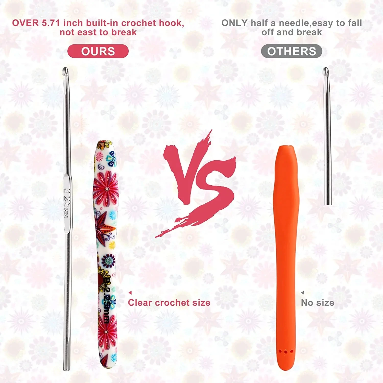 14Pcs 해바라기 크로 셰 뜨개질 후크 키트 알루미늄 인체 공학적 뜨개질 바늘 가방 캐슈 꽃 디자인 2.25-10.0MM 세트