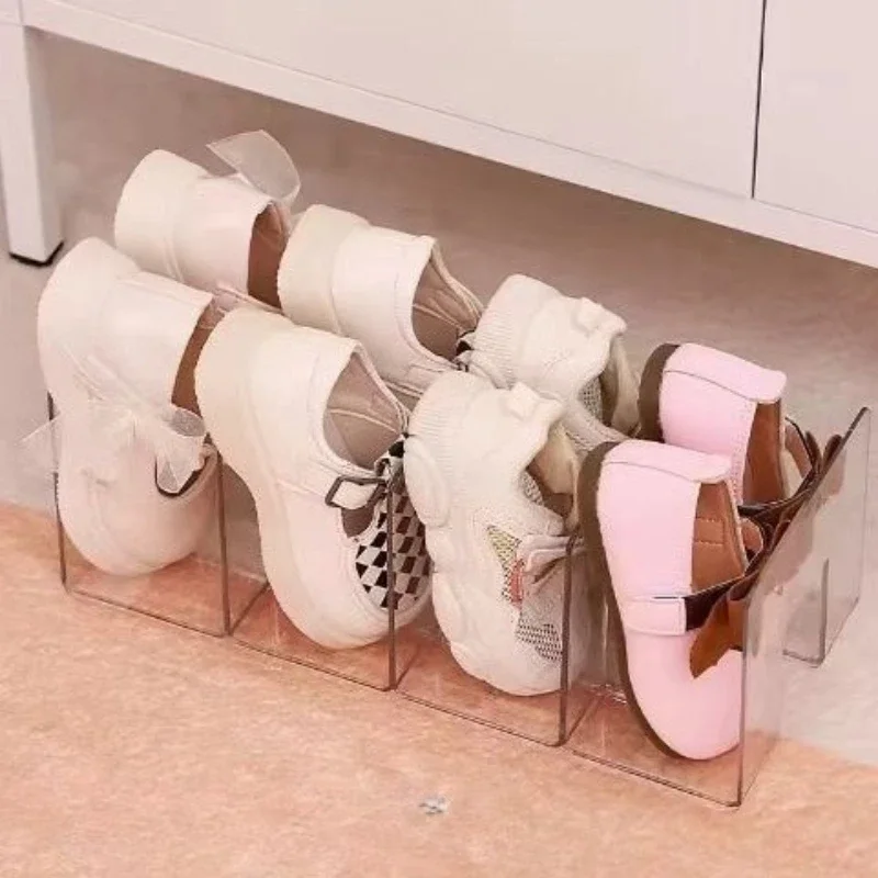 투명 플라스틱 핸드백 정리함 4칸 가방 정리대 옷장 선반 칸막이 핸드백 진열대 핸드백 보관함