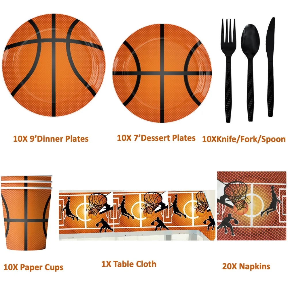 

Basket Ball Disposable Decoration Of Plate Napkin For Wedding Baby Shower Anniversary College Home School Wedding Graduation