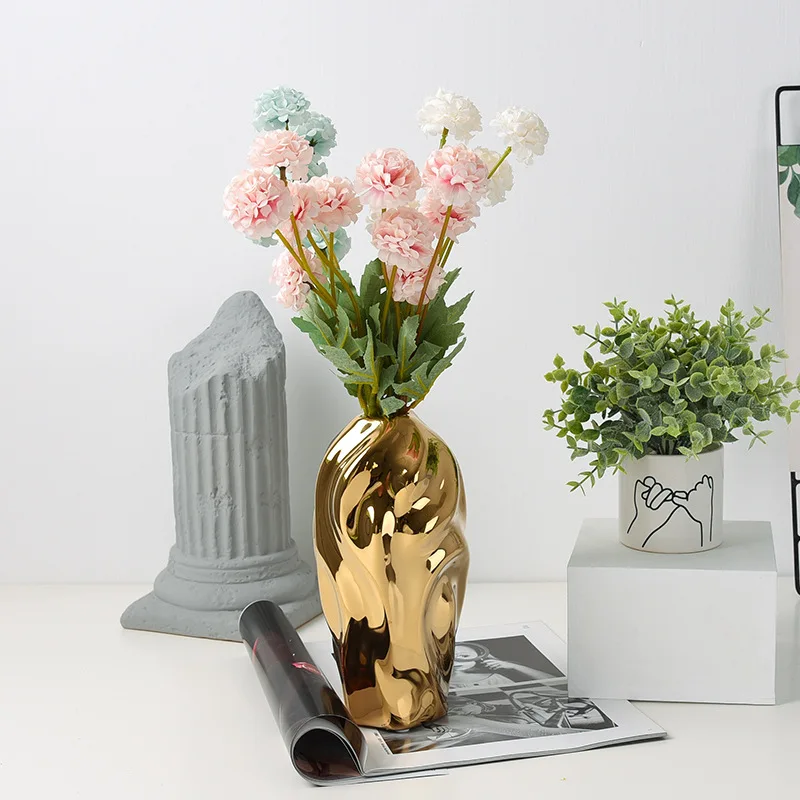 Modern Light Luxury Creative Ceramic Golden Vase Decoration Living Room Bedroom Decoration Cabinet Flower Vase Home Decoration 4