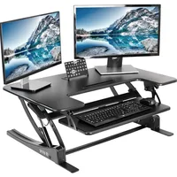 Height Adjustable Stand Up Desk Converter, Quick Sit to Stand Tabletop Dual Monitor Riser Workstation, 2