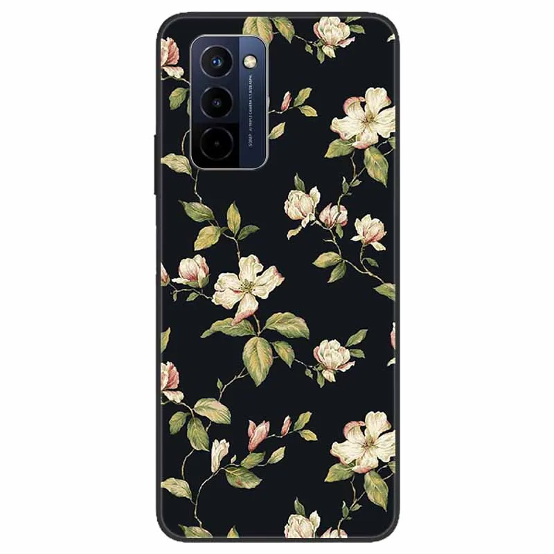 Stylish Black TPU Soft Silicone Bumper Case with Cartoon Flowers and Animals Design