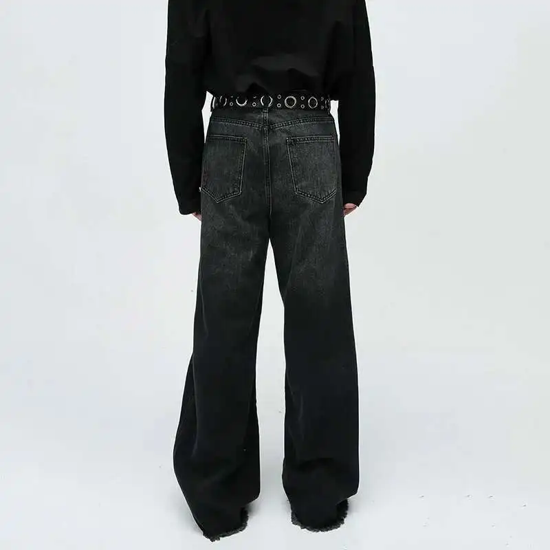 IEFB 남성용 빈티지 헐렁한 청바지, 새로운 미국 스타일 스트리트 웨어, 니치 디자인, 루즈 와이드 레그 데님 바지, 2023 트렌드, 9C3414