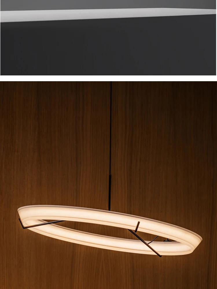 Nordic Designer Italienischen Kronleuchter Kreative LED Runde Acryl Anhänger Lampe Esszimmer Schlafzimmer Weiß Einfache Ringe Anhänger Licht – Detail 3