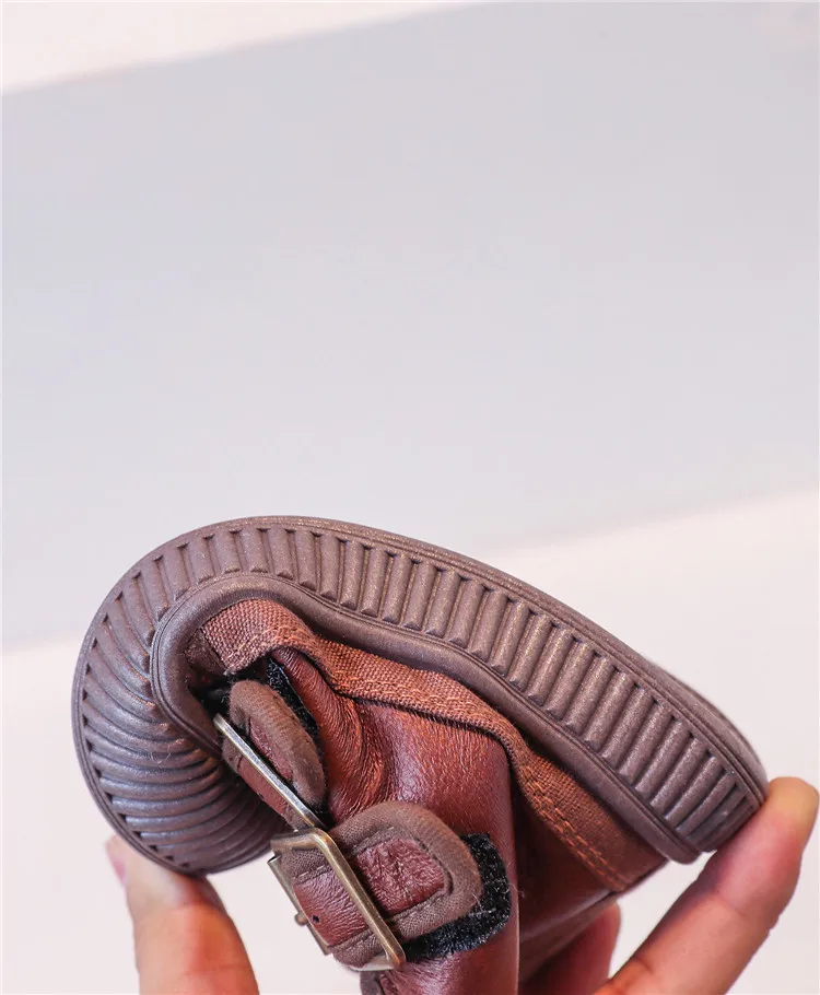 New Autumn/Winter Kids For Boys Leather Warm Fur Toddler Girls Shoes Soft Sole Non-slip Fashion Children Boots_voghion.com