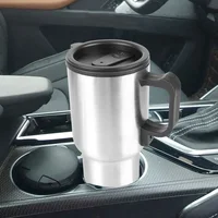 Camping Travel Kettle Electric Heating Car Kettle Vehicle Heating Cup 12V 450ml Stainless Steel Water Coffee Milk Thermal Mug 2