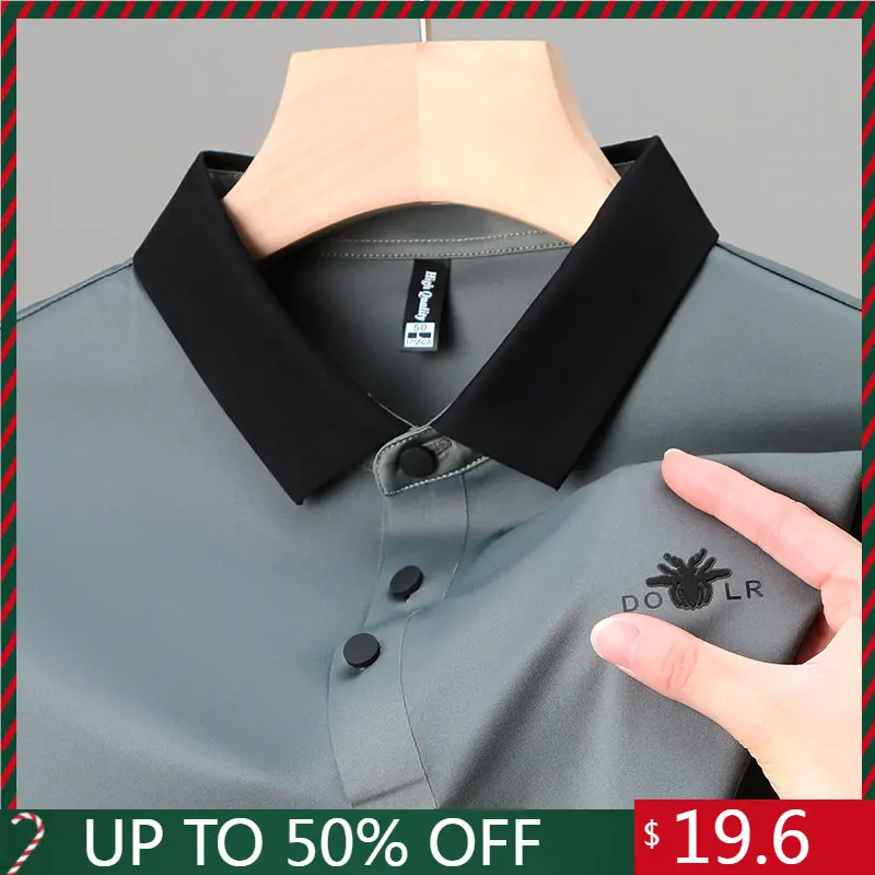 

2023 Summer Advanced Breathable Ice Silk Embroidery Polo Shirts Printed Men's Premium Luxury Designer Brand T-shirt Fashion Tops
