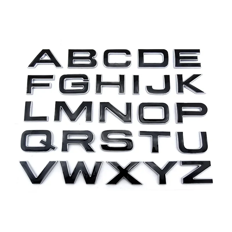 26 Letters A-Z Luxury Black 3d Letters Bonnet and Trunk Car Sticker ...