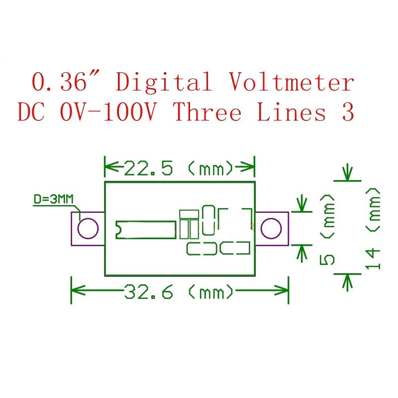0,28/0,36 Zoll DC LED Digital Voltmeter 0-100V Spannungsmesser Auto Auto Mobile Power Spannungsprüfer Detektor 12V Rot Grün Blau – Detail 3