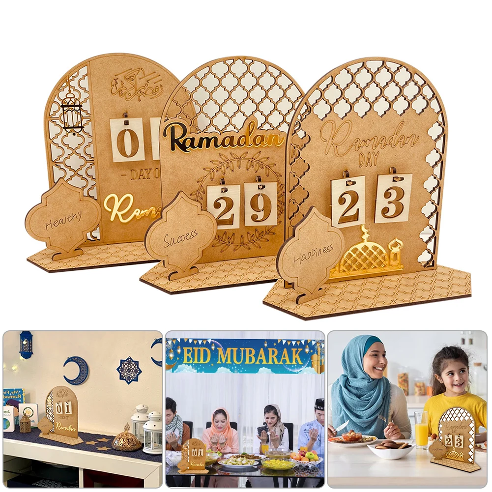 

Wood Ramadan Countdown Calendar Wooden Eid Mubarak Ornament Kareem Ramadan Decoration For Home Islamic Muslim Party Decor