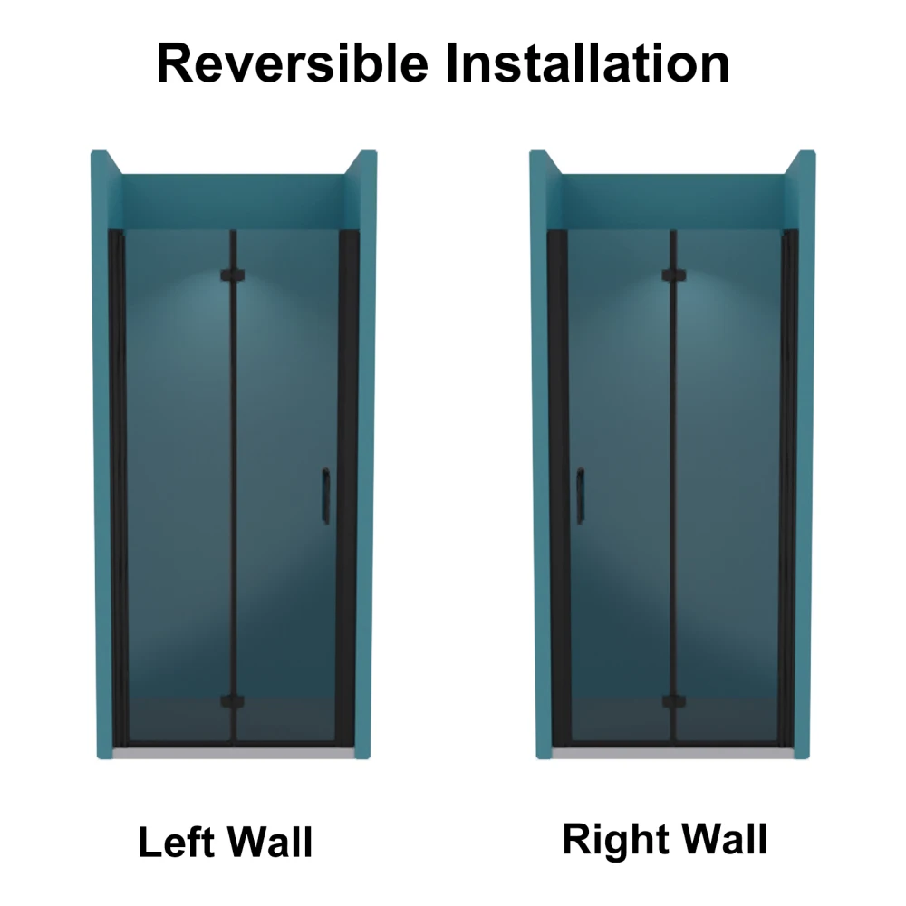 34 to 35-3/8 in. W x 72 in. H Bi-Fold Semi-Frameless Shower Doors in Matte Black with Clear Glass 6