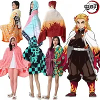 Demon Slayer Plaid Blanket Anime Kimetsu No Yaiba Cosplay Prop Shinobu Custom Women Pajamas Adult Bathrobe Shawl Gown Homewear 1
