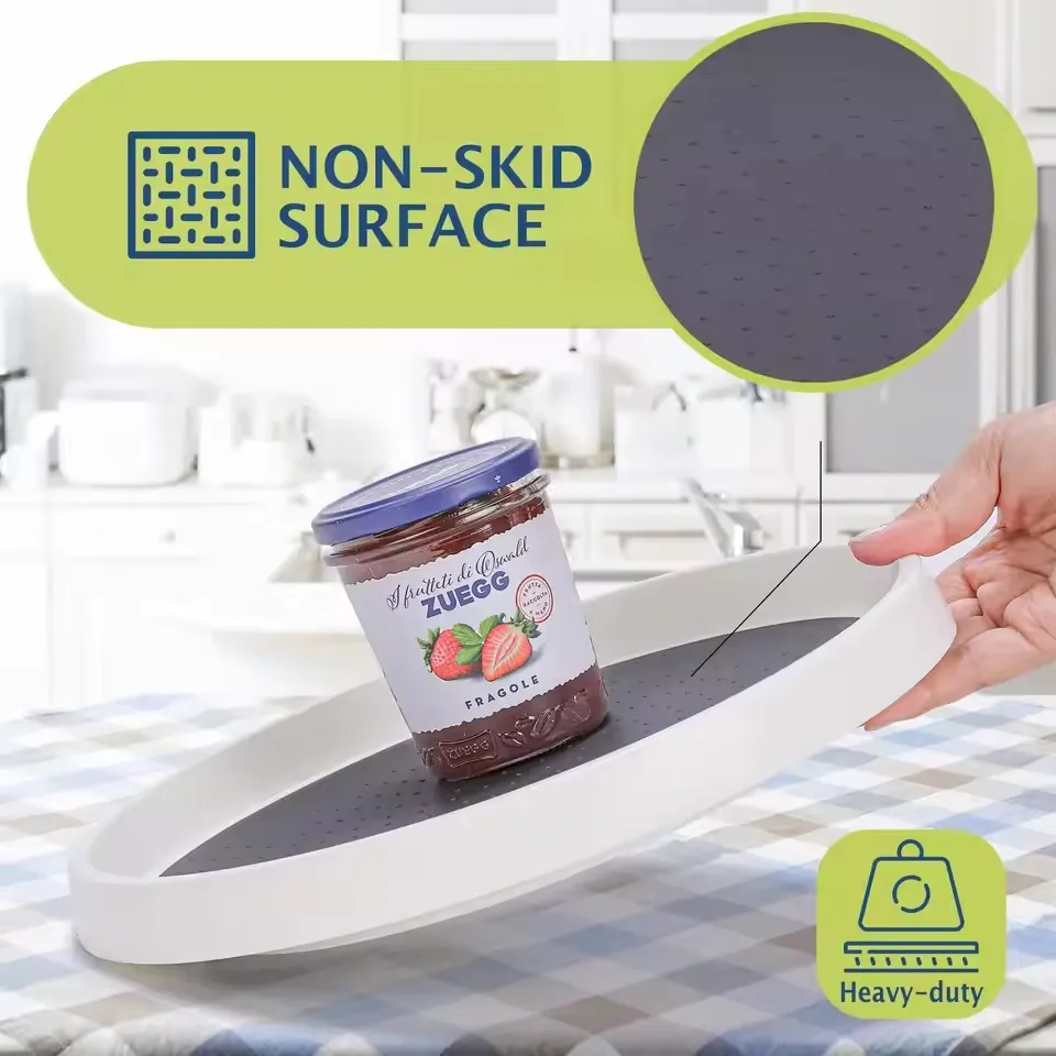 Non-Skid Lazy Susan Organizer for Pantry Organization Kitchen Storage Bathroom Sink Cabinet Refrigerator Countertop Spice Rack 3