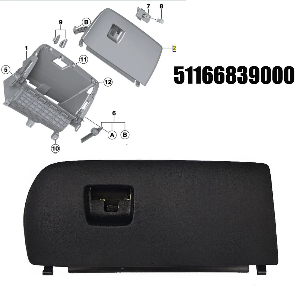 자동차 글러브 박스 도어 뚜껑 커버, 블랙 플라스틱 및 금속 51166839000, BMW X3 F25 2011- 2017 BMW X4 F26 2015 -2018 에 적합, 1 PC