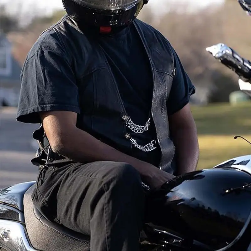 Leather Vest Extenders 2nd Amendment Double Chain Vest Extenders 4pcs Heavy-Duty Vest Extenders For Bikers Women Men 3