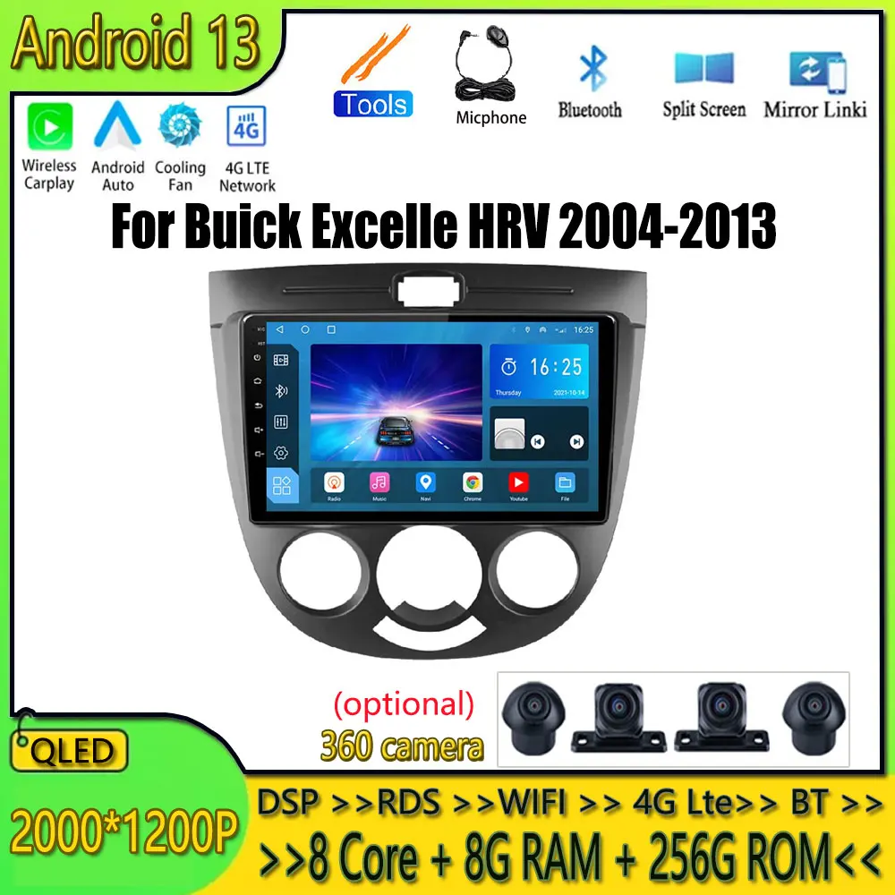 

9inch Carplay For Buick Excelle HRV 2004-2013 Car Radio Multimedia Video Player Navigation GPS Android 13 Auto Bluetooth HD DVR