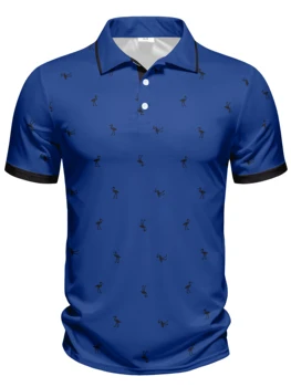 Polo estiva casual da uomo a maniche corte, alla moda, con colletto e bottoni, lavabile in lavatrice, stampata.